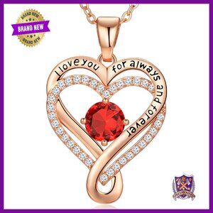 Sterling Silver Infinity Heart Necklace with Cubic Zirconia Pendant